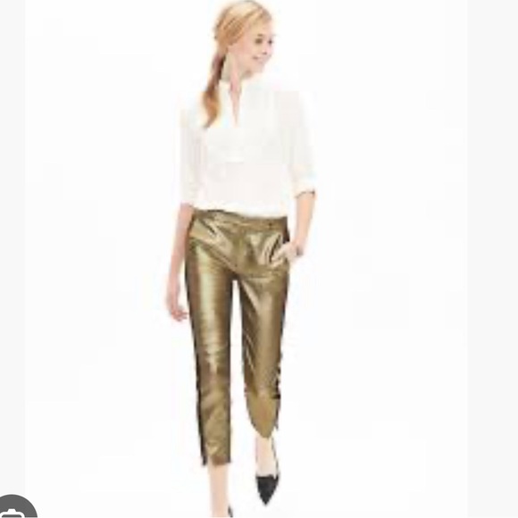 GOLD SPARKLE Banana Republic crop Avery pants - Picture 3 of 7